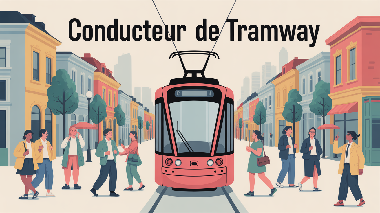conducteur de tramway ville moderne illustration