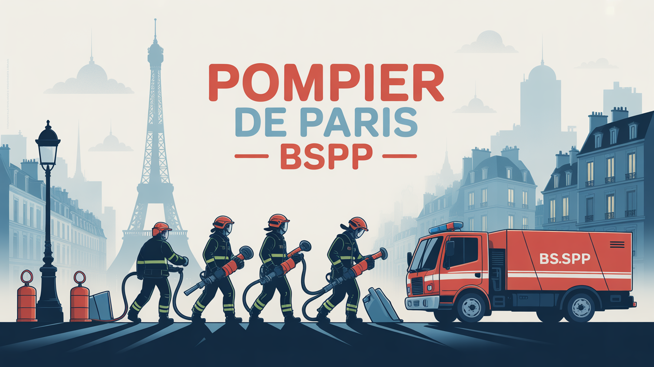 Equipe pompiers BSPP Paris illustration urbaine