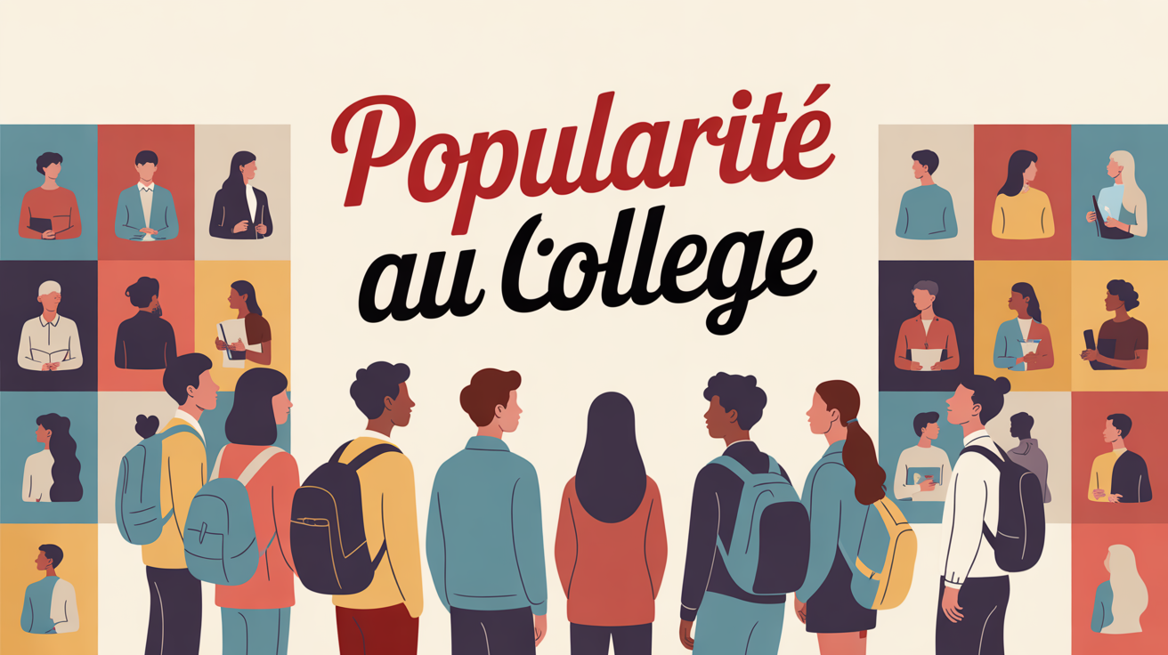 Illustration élèves collège devant casiers popularité positive