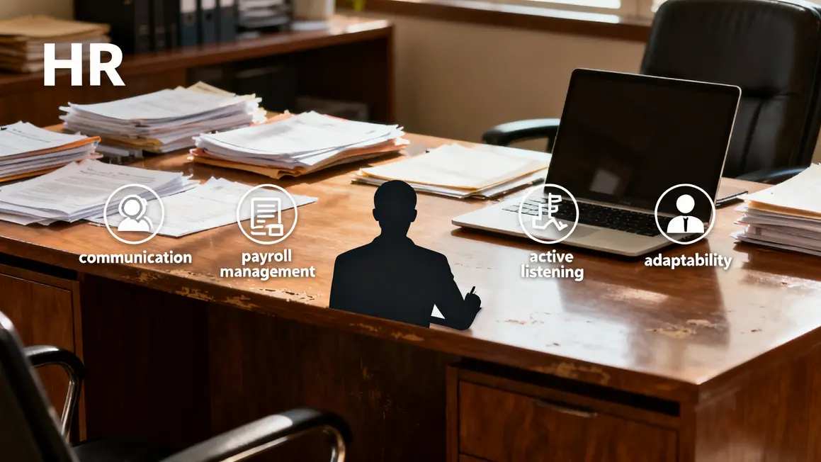 Table bureau RH compétences clés icônes