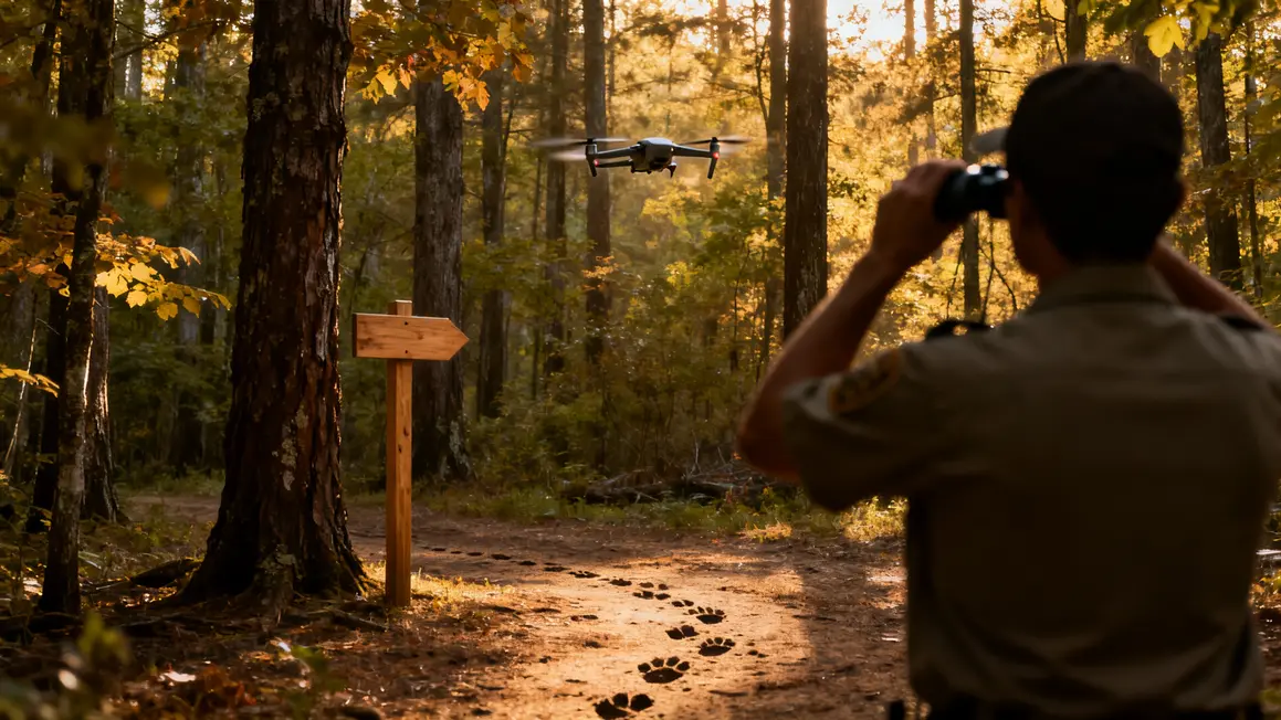 garde forestier surveillance drone traces foret