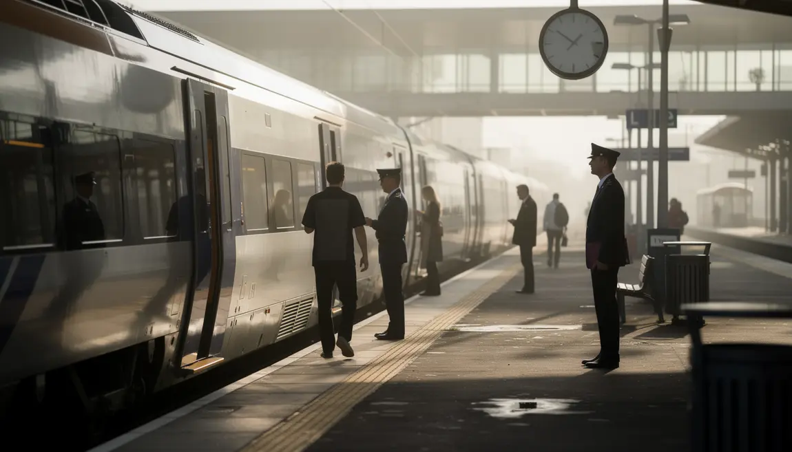 Controleur SNCF et passagers a quai