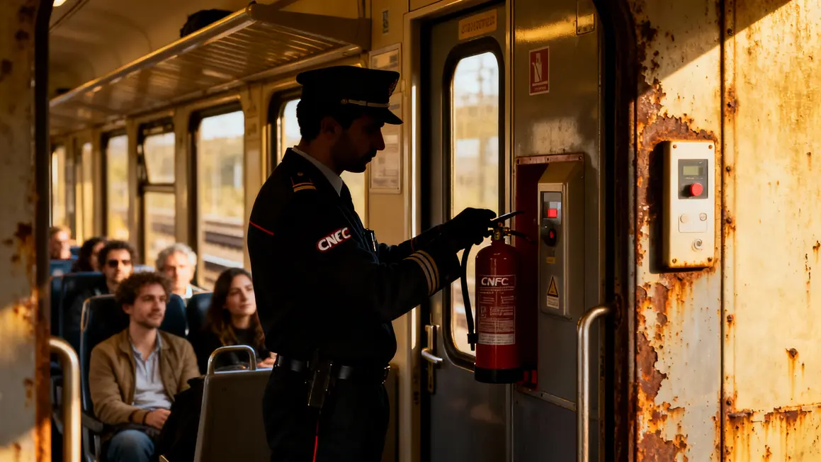 Controleur SNCF inspectant wagon ferroviaire