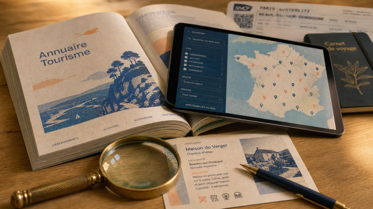 Annuaire tourisme avec carte interactive et filtres géolocalisés