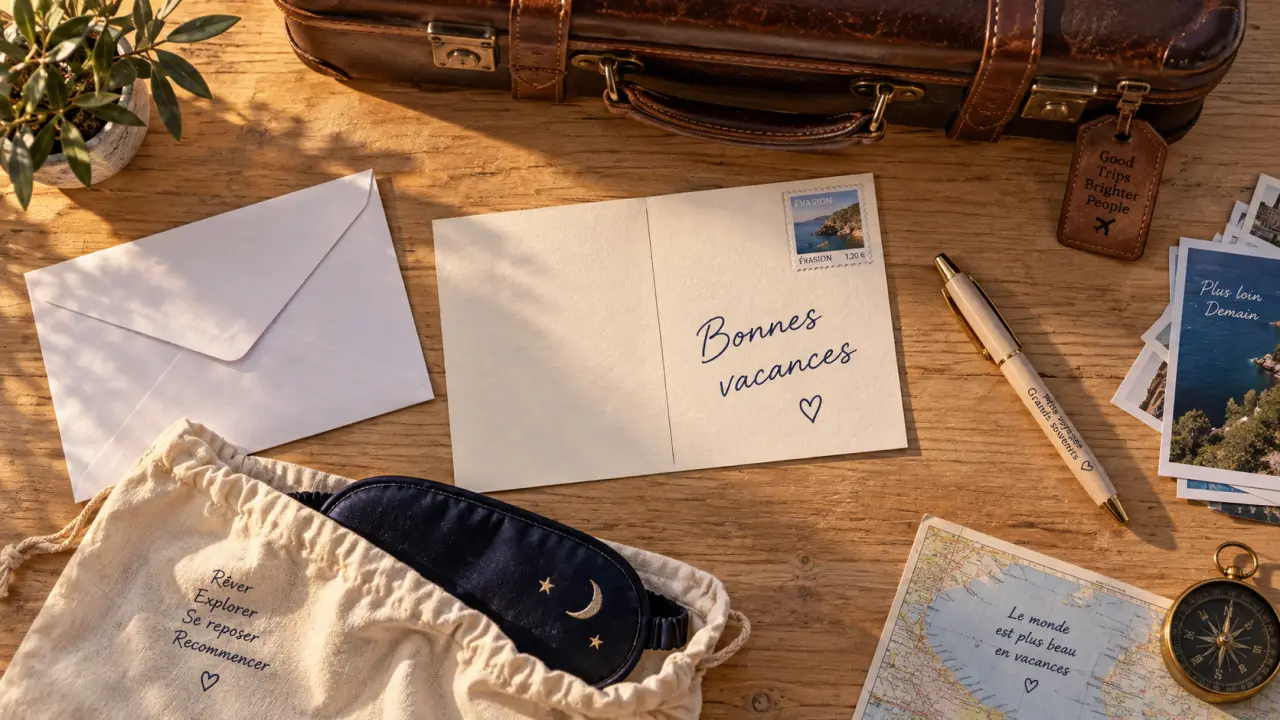 Souhaite bonne vacances : carte postale pour message de vacances